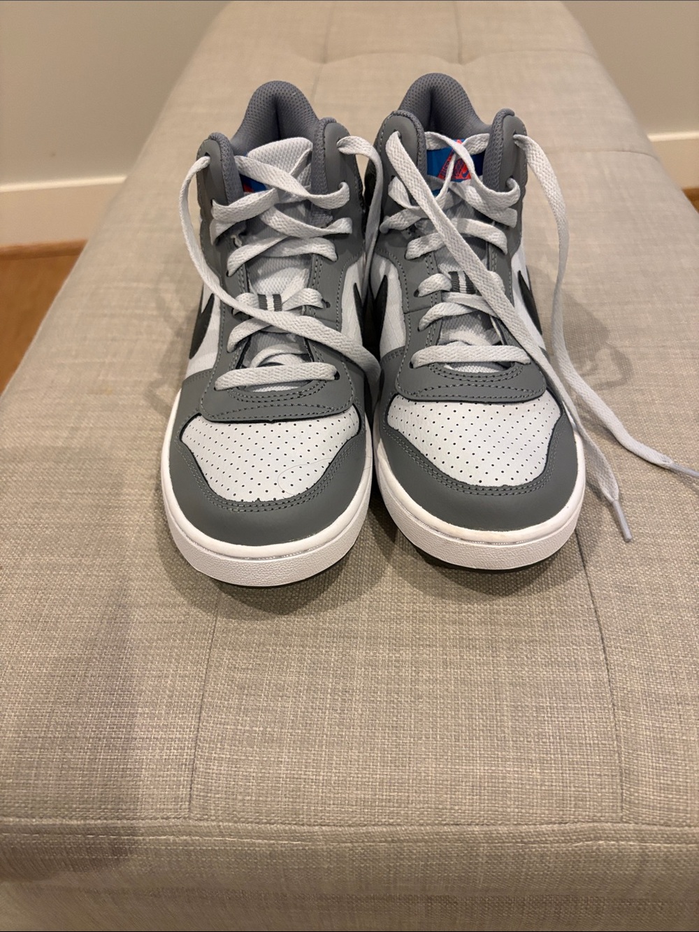 Classic Kids Grey and White High-Top Sneakers